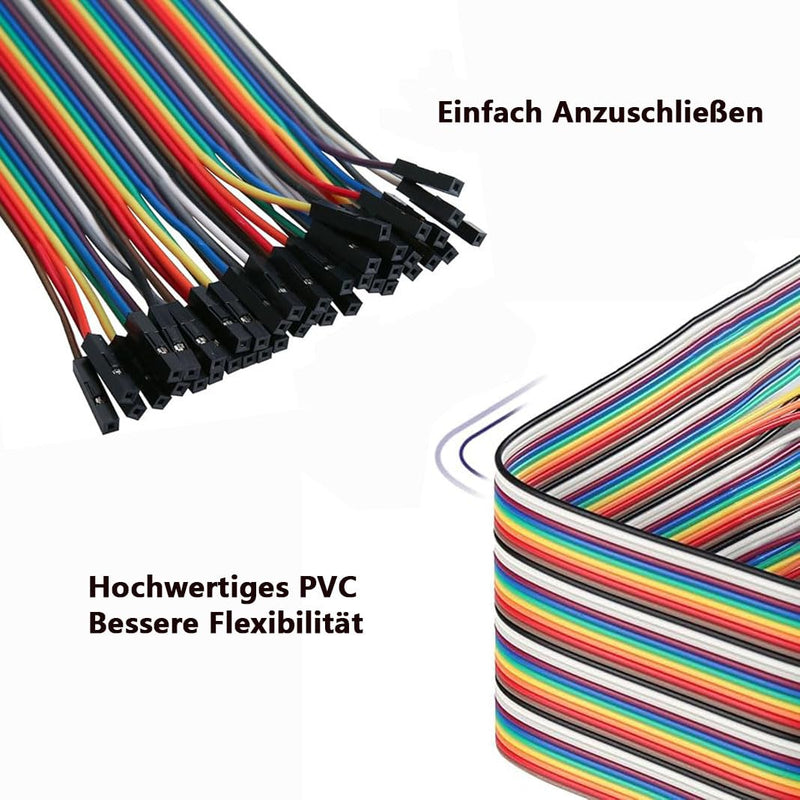 120pin Jumper Wire 40 x 10 cm, 40 x 20 cm, Male to Female, 28AWG | Female to Female Jumper Wires Breadboard, Cable Jumpers 28AWG Wire Bridges for M2M/F2M/F2F Arduino