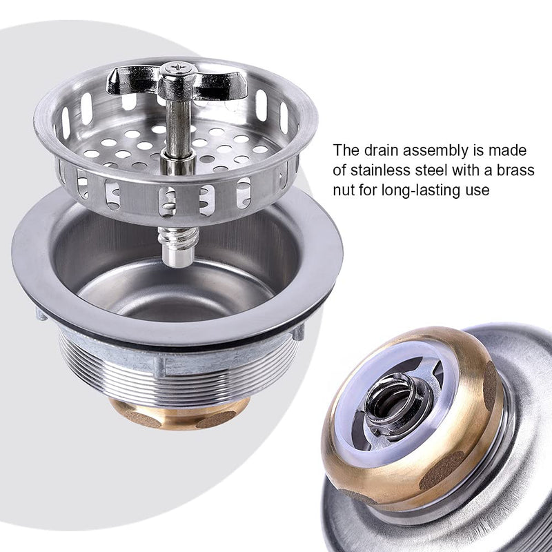 304 Stainless Steel Kitchen Sink Twist Lock Basket Drain Assembly W/Brass Nuts-VARNAHOME Twist lock Kitchen Drain