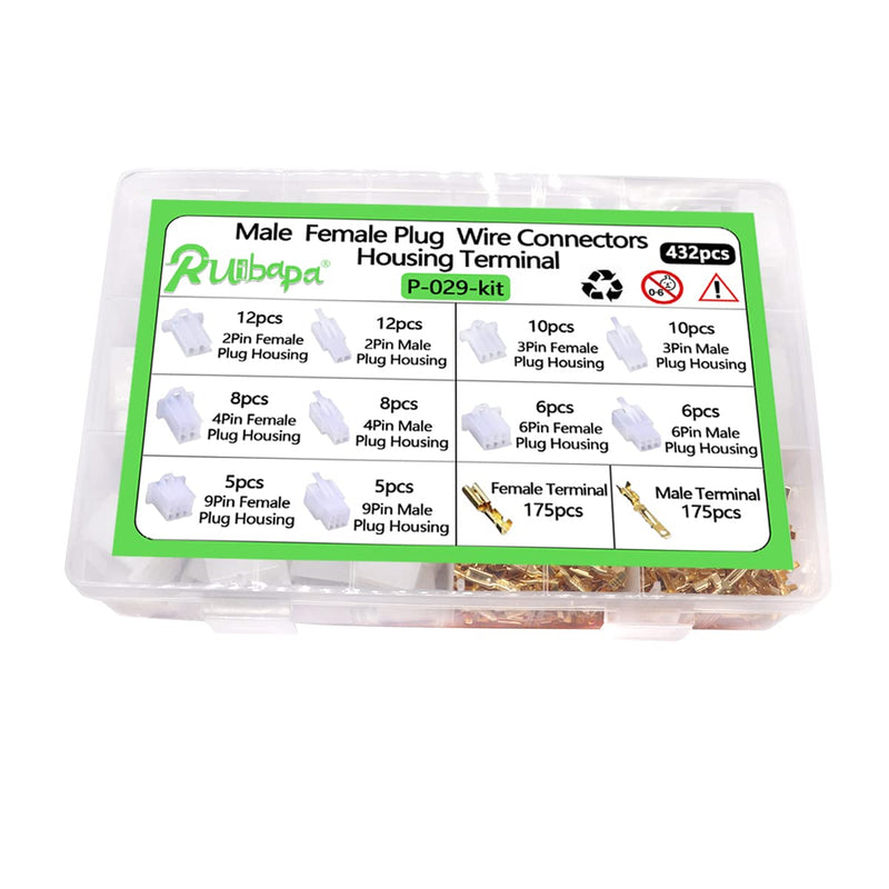 432 PCS Auto Electrical Wire Connectors Kit,2.8mm 2 3 4 6 9 Pin Wire Connector Housing Terminal Male Female Plug Pin Header Crimp Wire Terminals Connector Assortment Kit