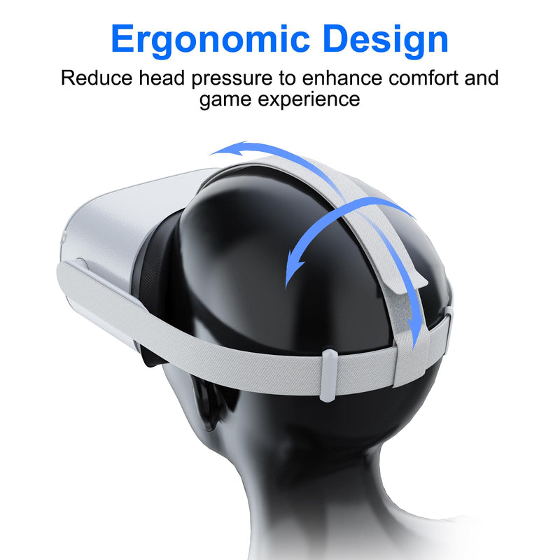 Original Head Strap for Oculus Quest 2, Replacement Head Strap for Meta Quest 2, VR Accessories with 2 Pair Thumb Grip Caps,for Oculus Quest 2 Head Strap,Compatible with Meta Quest 2 Head Strap