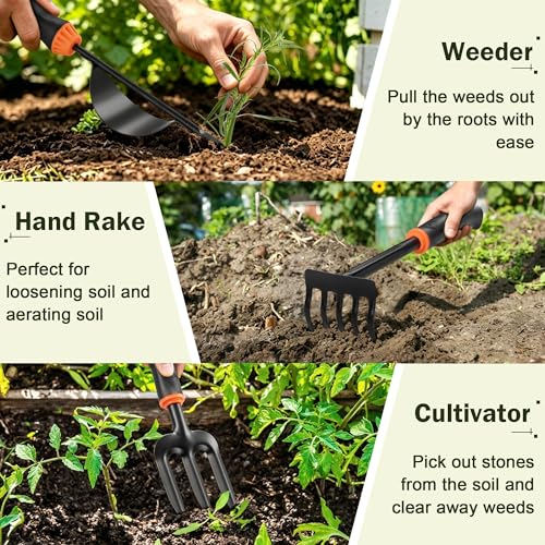 Joyfair 12PCS Gardening Tools & Garden Hose Holder for Outdoor & Indoor