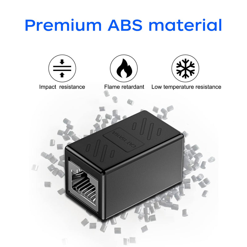 RJ45 Cat6 Coupler Ethernet Extender Connector, 10 Pack in line Coupler Cat7 Cat6 Cat5e Cat5 Ethernet Cable Extender Female to Female Black