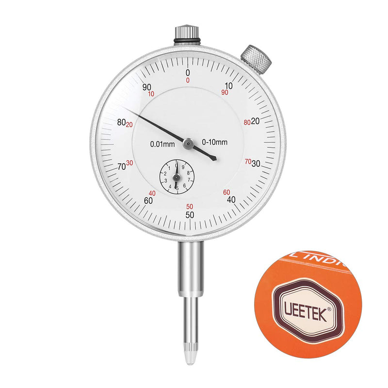 UEETEK Mechanical Dial Gauge Probe Display Dial Test Measuring Range 0-10mm Dial Test Indicator (Silver)