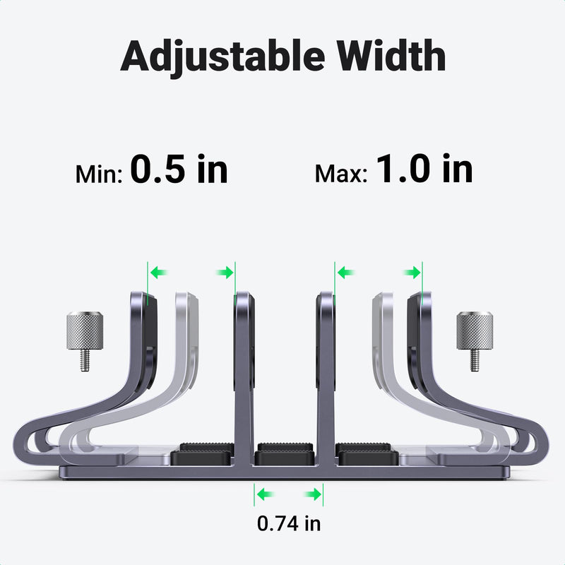 UGREEN 3-Slot Vertical Laptop Stand Holder Desk Compatible with MacBook Pro Air Laptop Stand Desktop Adjustable, Lenovo Ideapad, Surface Book, HP Notebook, Dell Chromebook Up to 17.3 Inch, Space Gray