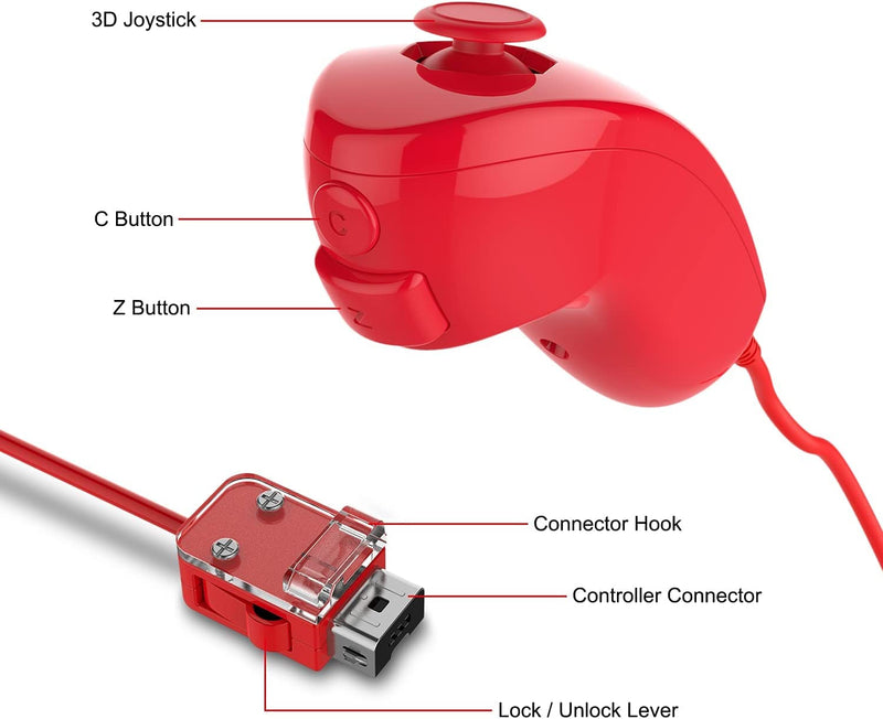 Lyyes Remote Controller for Wii, Wii Remote and Nunchuck Controllers with Silicon Case and Strap for Wii and Wii U (Red) Red