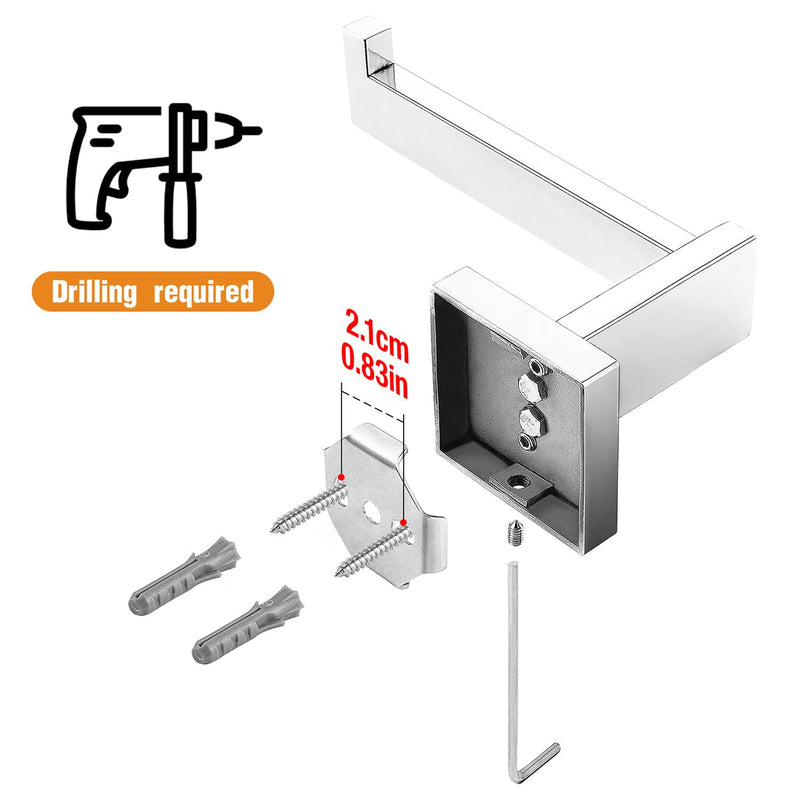 HITSLAM Chrome Toilet Paper Holder Premium 304 Stainless Steel Square Toilet Roll Holder for Bathroom Rustproof Wall-Mounted 2 Pack Chrome-2pack Standard