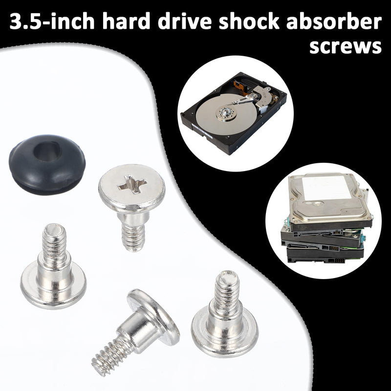 12 Pack 3.5 inch HDD Screws Hard Disk Drive Shockproof Hard Drive Screws and Shock Absorption Rubber Washer Kit Mounting for 3.5 inch Disk Mounting Accessories