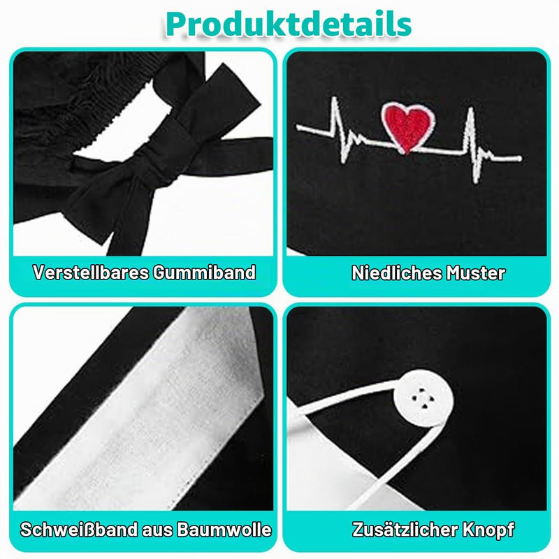 Pack of 2 Surgical Caps, Fabric, Surgical Caps, Women, Nurse Accessories for Doctors, Doctor Headwear, Comfortable and Stylish Cover for Medical Procedures (Black + White)