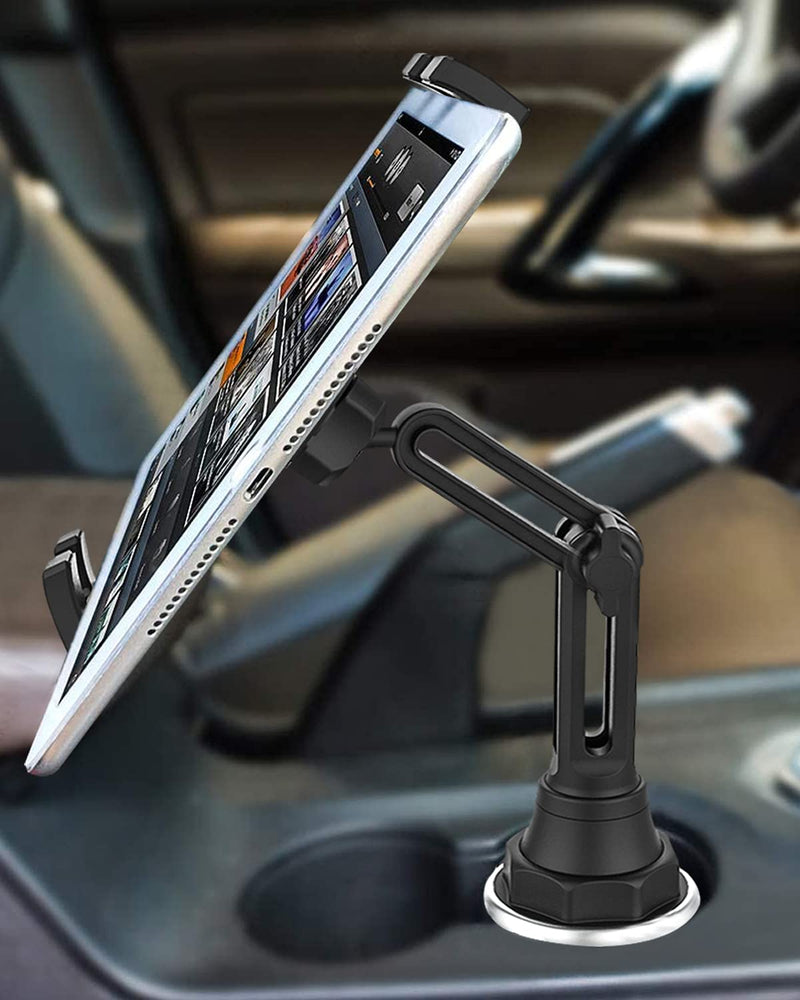 woleyi Universal Cup Holder Tablet Mount for Car Vehicle, Truck, Treadmill, Wheelchair, Golf Cart, Boat and More Cupholder for iPad Pro/Air/Mini, Galaxy Tabs, iPhone, All 4-13" Smartphones and Tablets