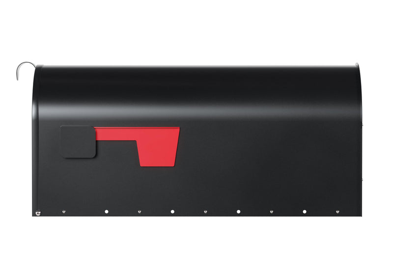 Post Mount Mailbox with Durable Aluminium Flag - Medium Capacity, Black, Galvanized Steel - 6.92 in. W x 8.87in. H x 20.05 in. L - Heavy Duty Metal Mailbox Powder-Coated Black - Medium