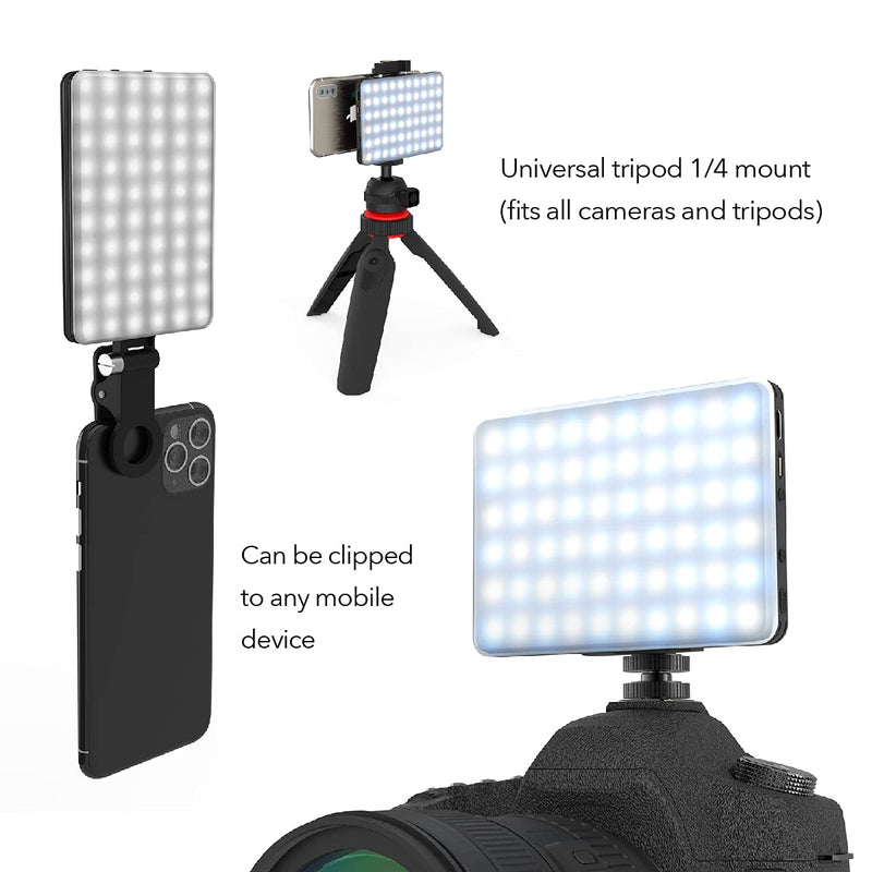 DigiPower #GoViral - The Influencer - Compact 60 LED Video Light (4W) | 10-Level Brightness, 3 Color Temperature Modes (3100K-5500K) | Includes Phone & Camera Adapter, Clip-On Mount & USB Cable…