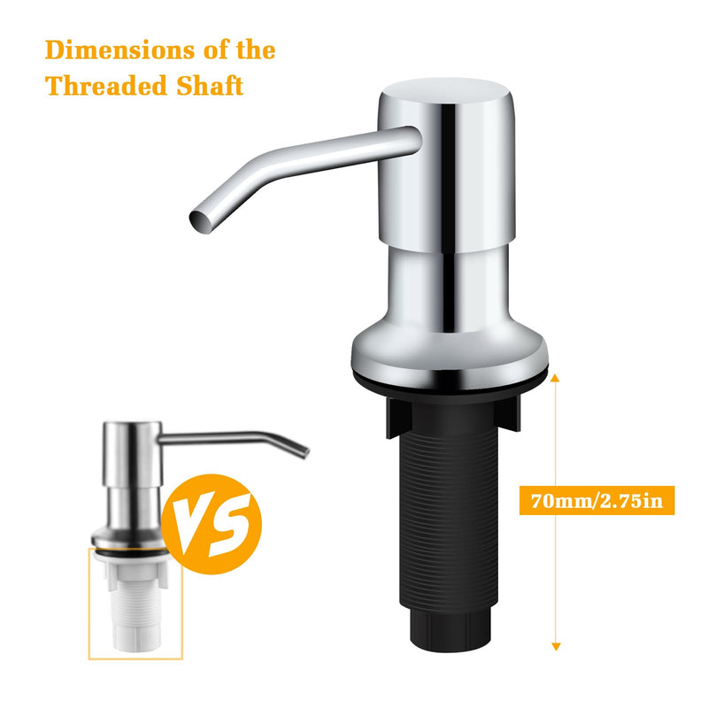 Soap Dispenser for Kitchen Sink, Built in Sink Soap Dispenser Lotion Dispenser with 17 OZ Bottle, Refill from The Top Bar Sink Soap Dispenser, Chrome Chrome 01 Comes with 17 OZ Bottle