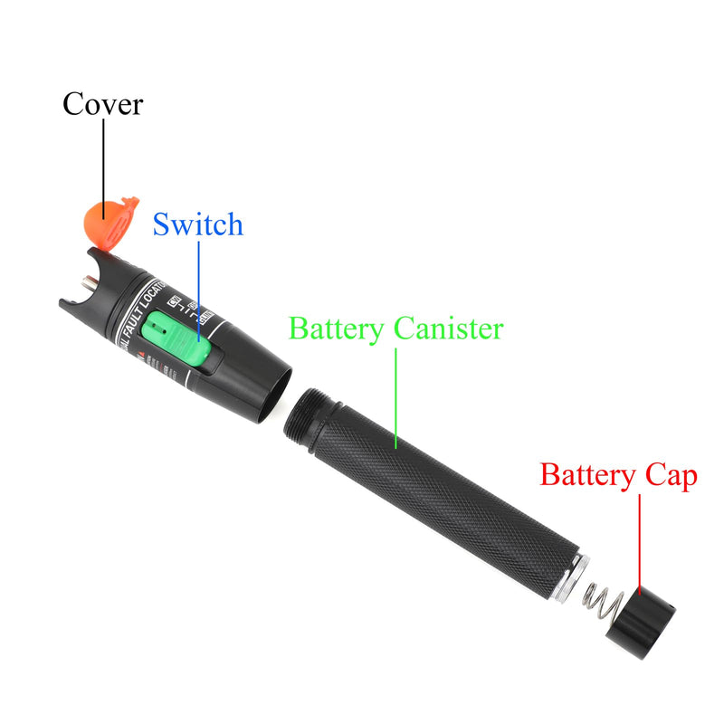Visual Fault Locator 5KM Fiber Optic Tester Tool Kit VFL Light Pen for Network Cable for SC/FC/ST/LC Connectors (5MW) | Visual Fault Locator, Fiber Optic Tester, Portable Mini Red Fiber Optic Cable Tester