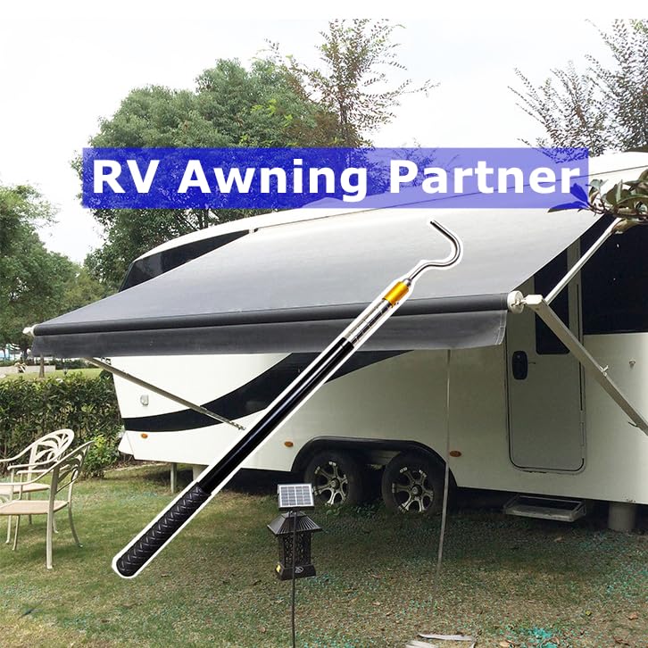 Portable RV Awning Opener Puller Reach Rod Pole for Tent Shelter Camper Canopy, Extends from 16" to 60" with Multi-Section Locking