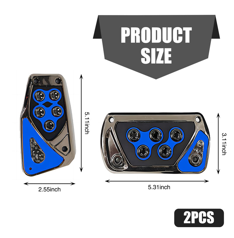 2 PCS Car Transmission Brake Pedal Cover, 2.55In x 5.11In Automatic Pedal Pad, 5.31In x 3.11In Anti-Slip Vehicle Foot Treadle, Universal Waterproof Accessories for Most Cars (Blue) 2 PCS Blue