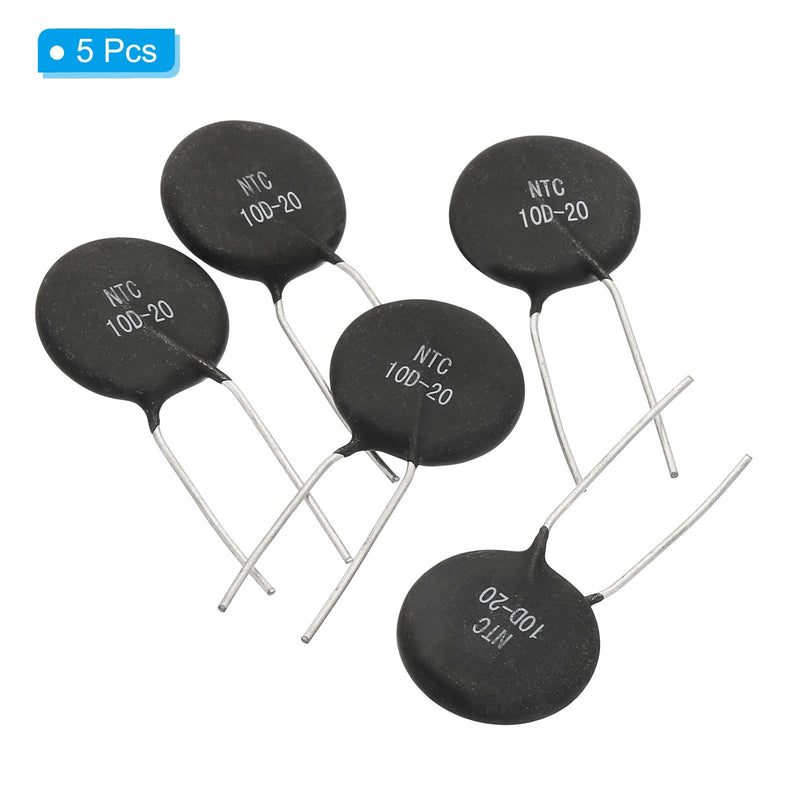 PATIKIL NTC Thermistors Resistors Pack of 5 10 Ohm NTC10D-20 Highly Sensitive Current Limiter Temperature Sensor for Measuring Temperature Black