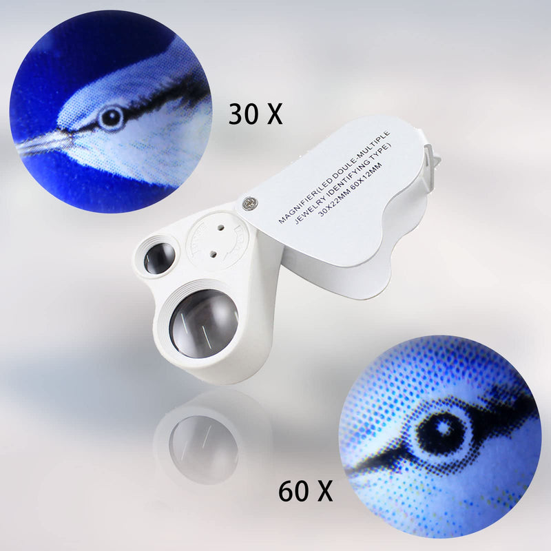 Diamond Test Pen High Accuracy Electronic Jewelry Diamond Tester Professional Diamond Detector with 2x30x Magnification Mini LED Foldable Magnification Set 1