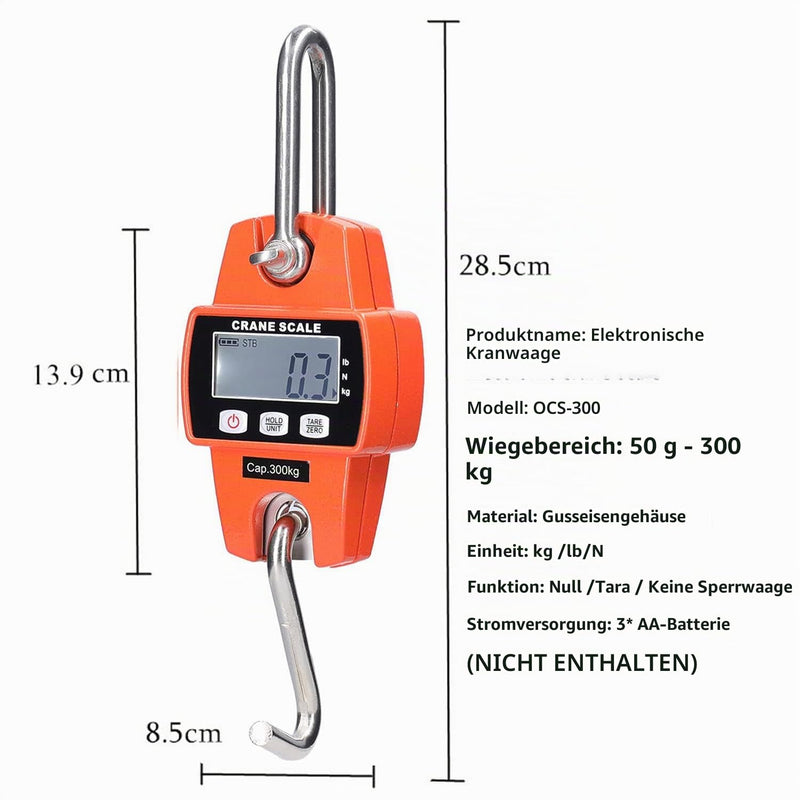 Hanging Scales 300 kg 660 lbs, Digital Hanging Scales Electronic Crane Scales with Accurate Reload Spring Sensor & LCD Display, Mini Portable Scales with Hooks for Farm, Factory, Hunting