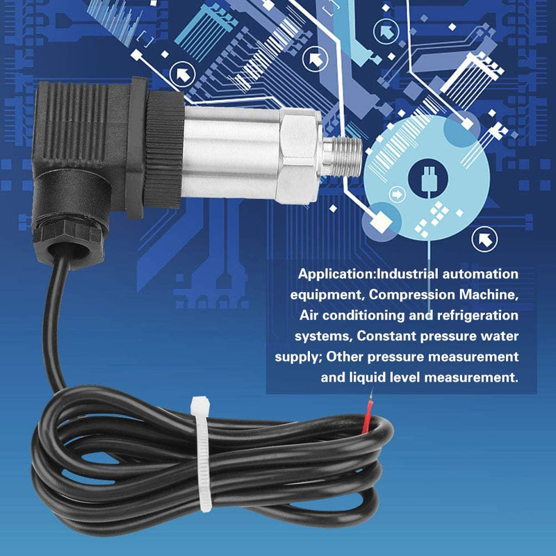 Stainless steel pressure transducer, 0-1 MPa pressure sensor silicon pressure transmitter sensor water flow sensor 4-20mA output G1/4" for water gas oil (0-1MPA) 0--1MPA