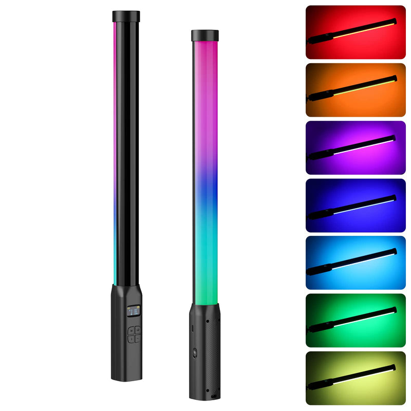 ULANZI VL119 Handheld Light Wand, 360° RGB LED Video Light Stick for Photography, 2600mAh Rechargeable Tube Light for Video Shooting, 2500-9000K Dimmable Camera Light with LCD