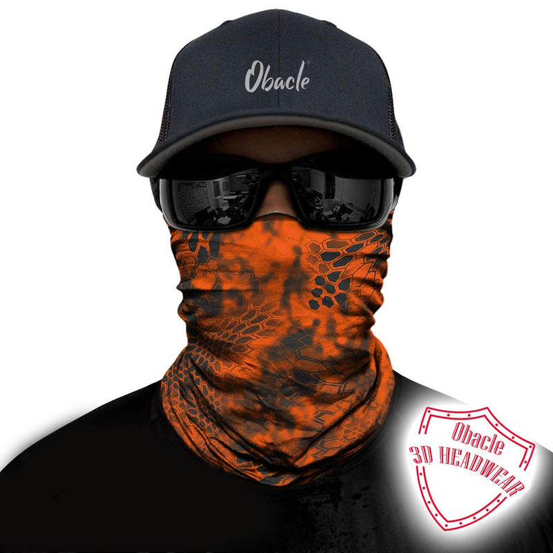 Obacle Seamless Face Mask Rave Bandana Men Women for Dust Sun Wind Protection Python Skin Gray Orange