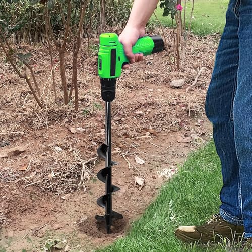 Auger Drill Bit for Planting - 4"X24" Heavy-Duty Auger Post Hole Digger for Fence- 1/2" Hex Drive Drill 4"X24"