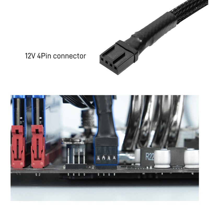 DARKROCK 2 Pack PC Fan Extension 1 to 3 Converter Cable, 4 Pin PWM Fan Splitter - Black