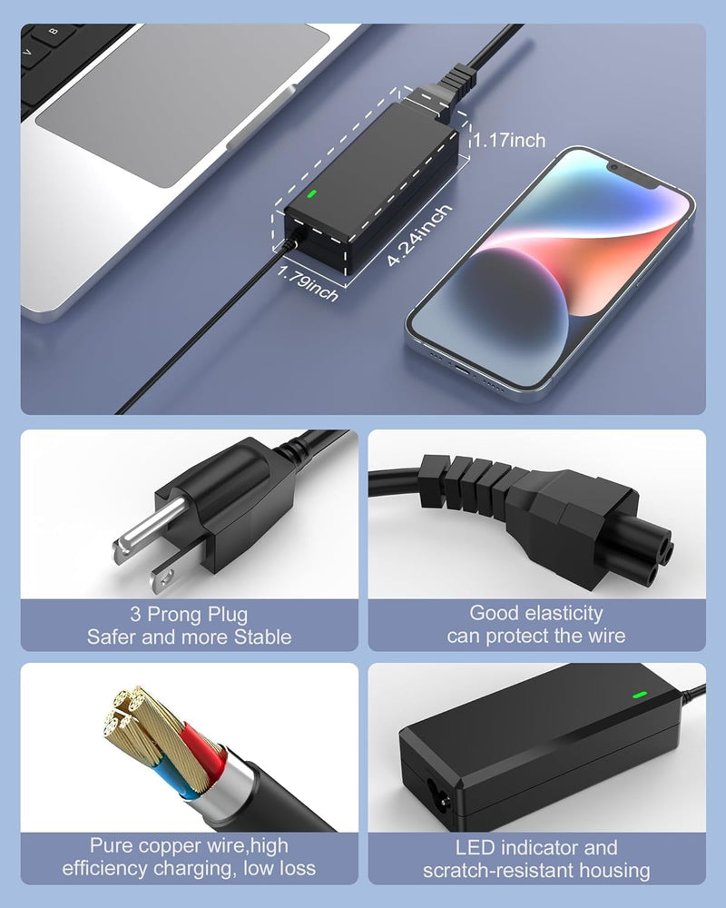 PD 65W Fast USB C Laptop Charger Compatible with LG Gram Laptop 17" 16" 15" 14" Series Power Adapter.