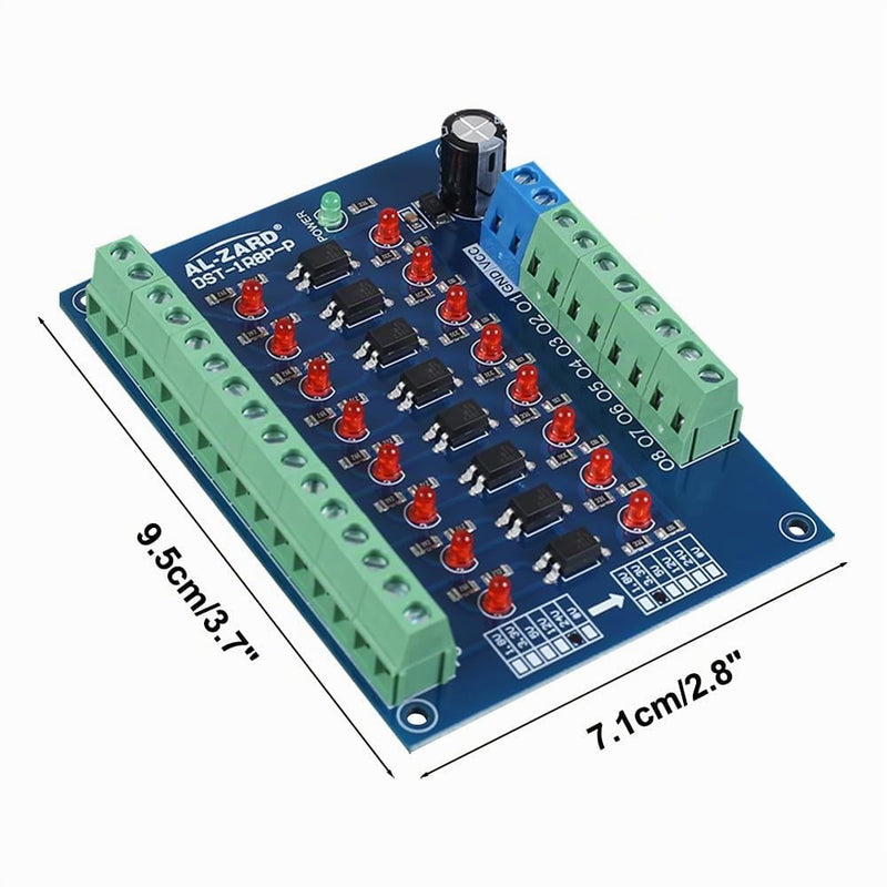 Optocoupler Insulation Module, 8-Channel Optocoupler Insulation Module, 24 V to 3.3 V Level Voltage Converter PNP Output PLC Signal Optocoupler Voltage Insulation Board