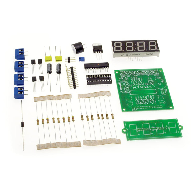 AVT3188 Pulse Counter Kit LED 4 Digit 9999 DIY Kit | DIY pulse counter with 4-digit LED display, up down counting, memory function, beep and 10Hz counting frequency