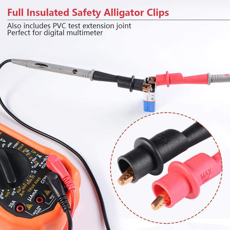 Test Leads Multimeter Cable Test Cable Set Multimeter Accessories with Crocodile Clips, Banana Plug, Test Leads for Multimeter, Test Hook, SMD Test Terminals, Test Probes, black P0509