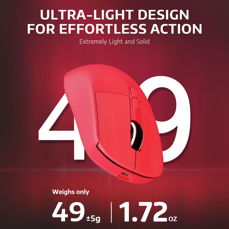 ATTACK SHARK X6 49g Superlight Wireless Gaming Mouse with Magnetic RGB Charging Base, Ultralight Mice PixArt PAW3395 Sensor, 26000DPI, BT/2.4G Wireless/Wired Mouse, 200Hrs Battery for Win/Mac (Red) Red