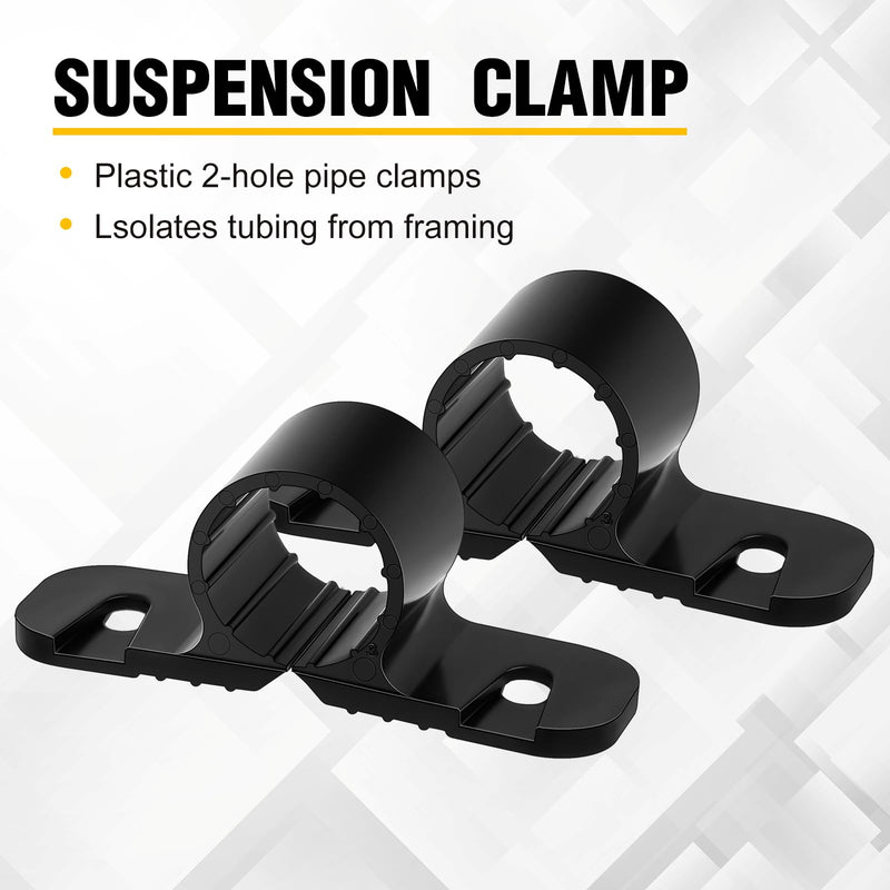 Briwooody 200 Pack 1/2 Inch Pipe Supports Suspension Clamp Pipe Clamps Pex Clamps for Pex, Copper, CPVC(Black) Black
