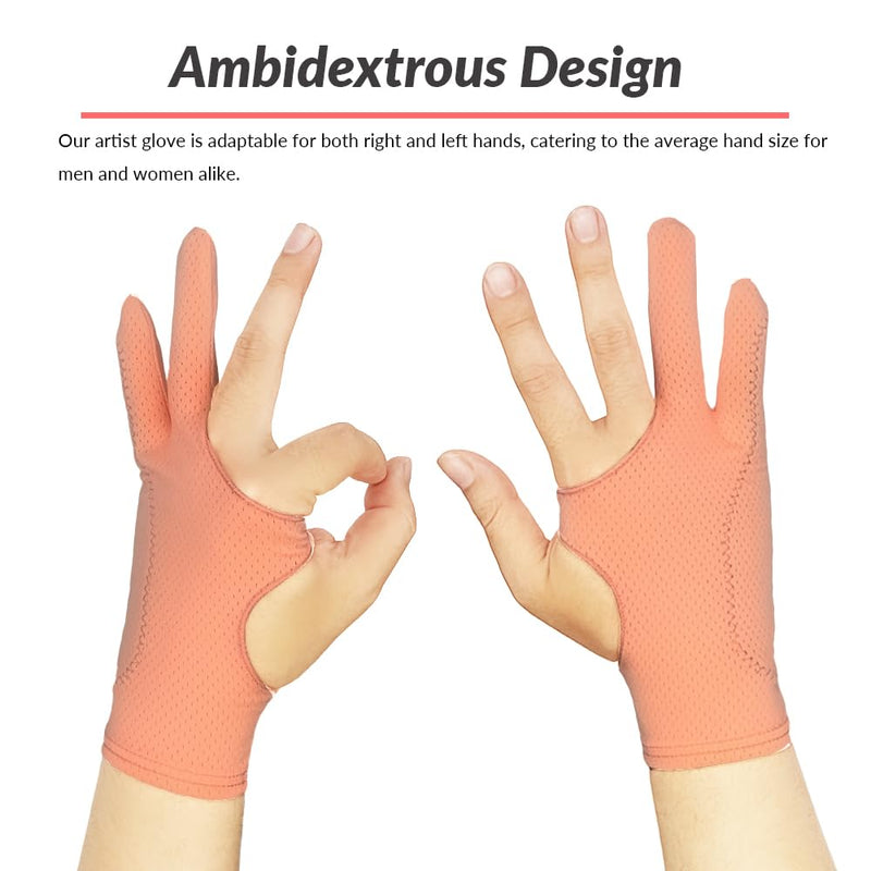 Breathable Drawing Glove Enhanced Comfort for Sweaty Palms, 3-Layer Palm Rejection Digital Art Glove for Graphic Tablet, Artist Gloves with Two Fingers for iPad (Medium) Medium