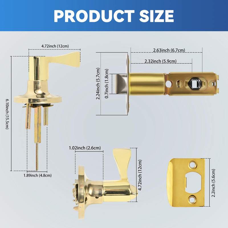 High-Security Stainless Steel Round Ball Door Handle with Lock & Key,Door Lever for Front Door, Bedroom, and Interior(Gold) Gold-Round-lever