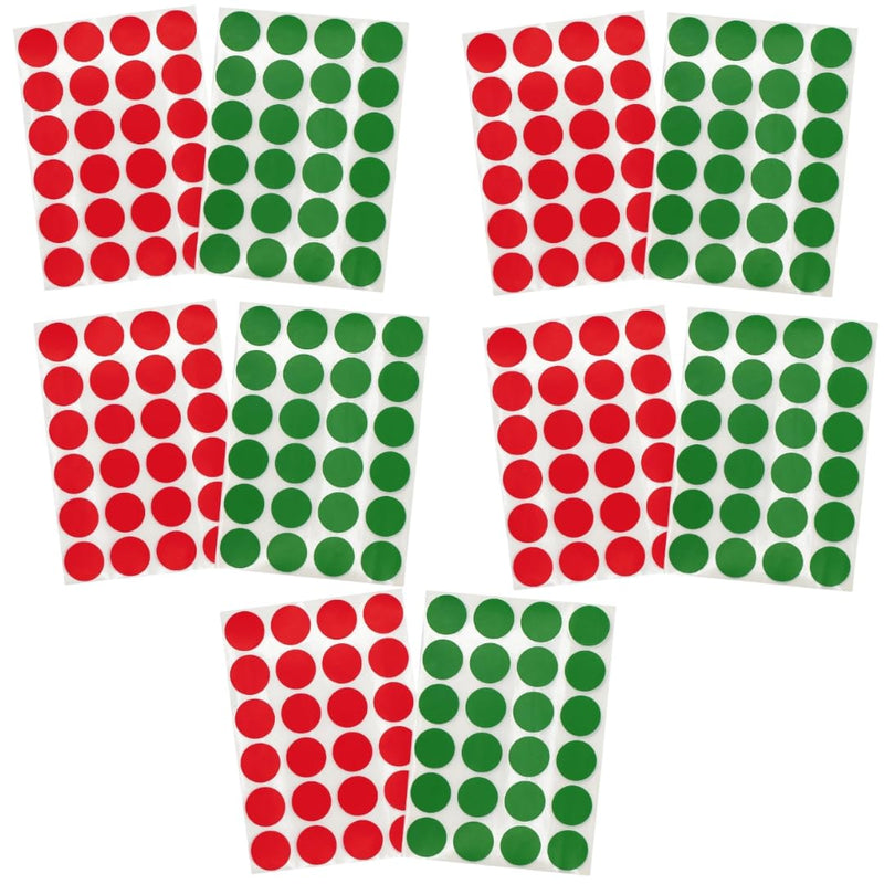 ChromaLabel 3/4 Inch Circle Sticker Labels, Permanent Adhesive Sticky Dots, 1200 Colored Dot Stickers per Variety Pack, Red and Green - Case of 5
