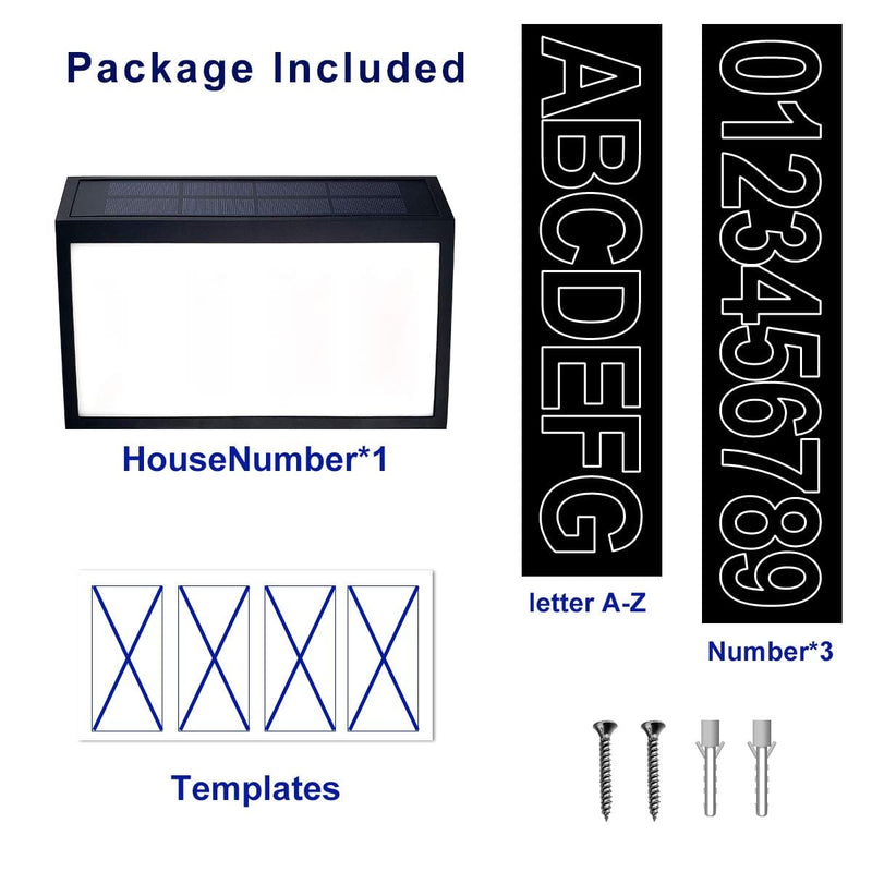 Solar House Numbers Light, T-SUNUS Lighted House Numbers Sign Plaque Address Numbers for Houses Waterproof LED Solar Powered Address Sign for Houses Mailbox Street Yard Wall mounted