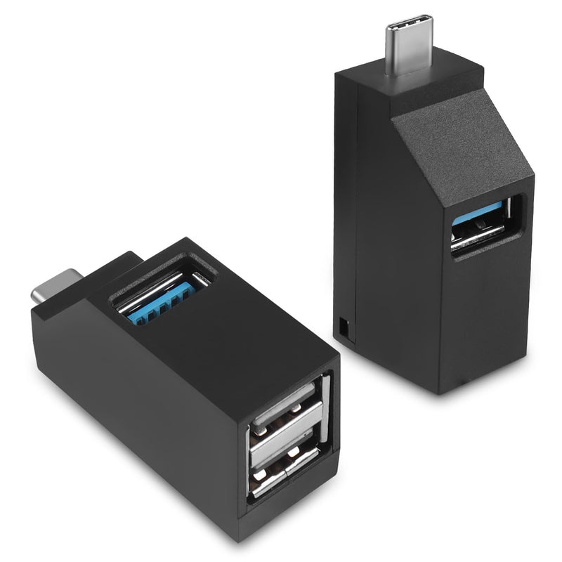 USB C to USB Adapter,3Port USB C Hub Adapter 2 Pcs 90 Degree USB Hub Splitter 1 USB 3.0 and 2 USB 2.0 Port Portable Powered Data for Connecting Mobile Hard Disk, U Disk, Camera, Mouse,etc