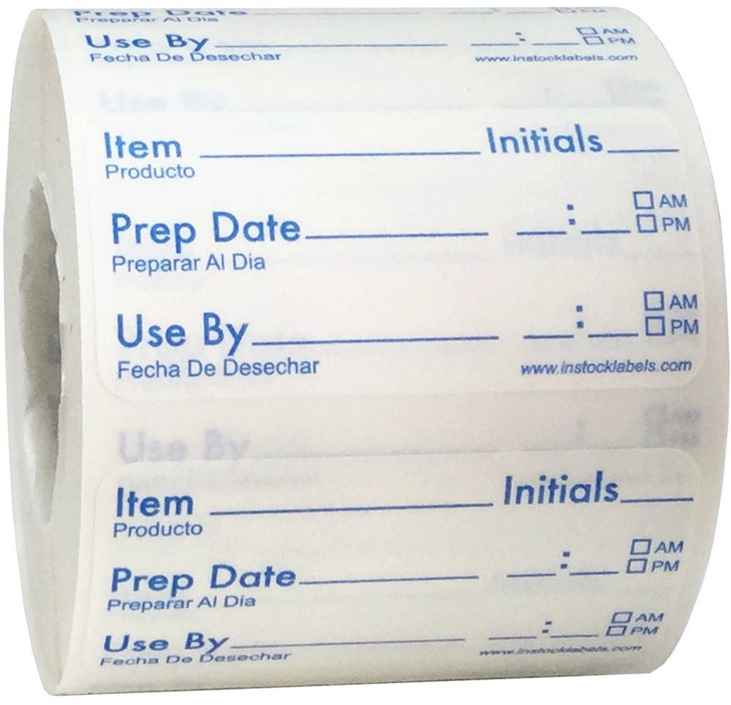 Dissolvable Food Storage Shelf Life Labels for Food Rotation Use By Preparation Stickers Prep Date 1 x 2 Inch 500 Adhesive Stickers