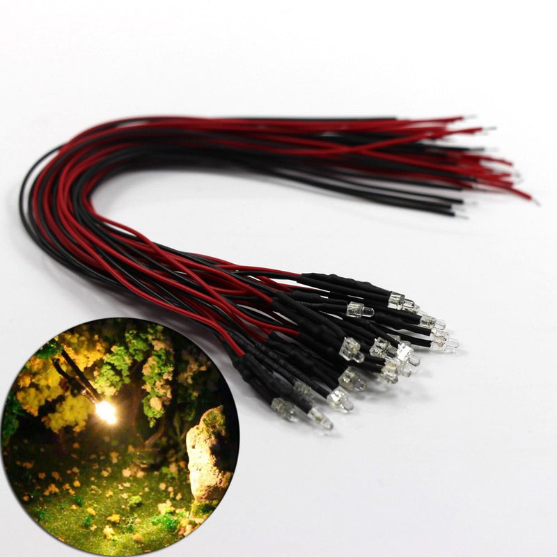 Evemodel 20pcs. Pre-wired 1.9mm warm white LED lighting kit 12V ~ 18V NEW L1219WM-20-EU 1.9mm warm white