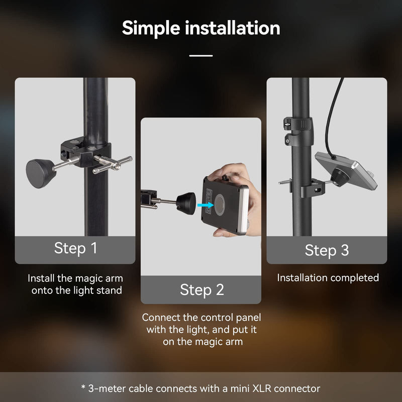 SmallRig COB Video Light Control Panel for RC 350 / RC 450 / RC220 PRO, with 2 "LCD Screen Display, Clamping Magic Arm for Live Streaming, Video Recording-3980