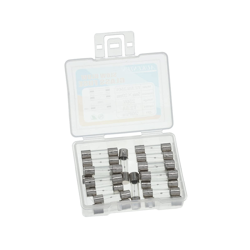 AUKENIEN 1A 1 Amp 250V Slow Glass Fuse 5x20MM T1A Fuses Glass Tube Fuse Fine Fuse Slow Glass Fuse 5X20MM Slow