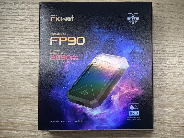 500GB Portable SSD, Up to 2050MB/s, USB 3.2 Gen2 USB-C, IP68 Water & Dust Resistant, Shockproof, External Solid State Drive for Smart TV, Cameras, iPhone 16/15, Windows, Mac and Other Devices (FP90) 500GB