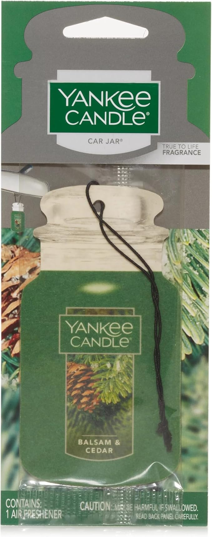 Yankee Candle Paper Car Jar, Balsam & Cedar (Pack of 1) 1 Fl Oz (Pack of 3)