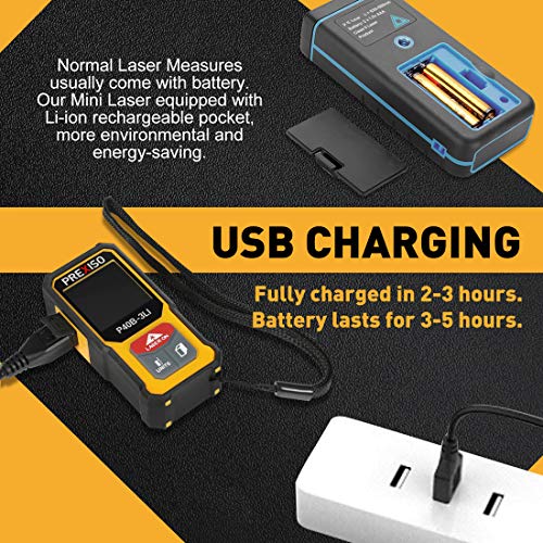 PREXISO Multi Surface Laser Level LED Light Vial, 30Ft Horizontal and Vertical Line Laser & PREXISO 135Ft Rechargeable Mini Laser Measurement Tool