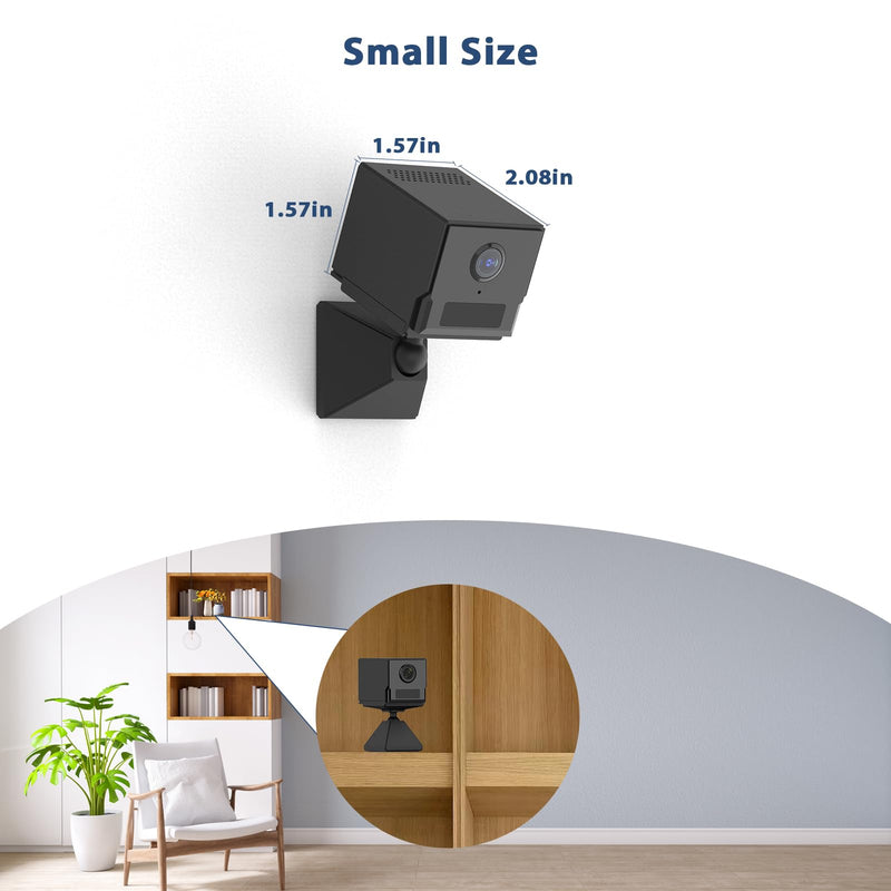 Mini Hidden Camera - Spy Camera WiFi 2K HD DV Night Vision Offline Video Recorder Wireless PIR Motion Detection 100 Days Standby Real-Time View Security Cam