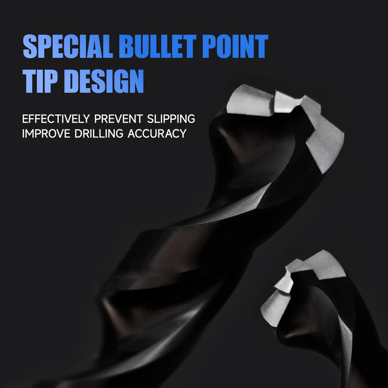 Pro Edge M35 Cobalt Drill Bit Set Titanium Aluminum Nitride Coated (TiAlN) with Bullet Point Tip 20pcs Metal Drill Bit Set for Stainless Steel Hardened Metal Cast Iron (1/16"-1/2") 20pcs 1/16"-1/2" Black 20