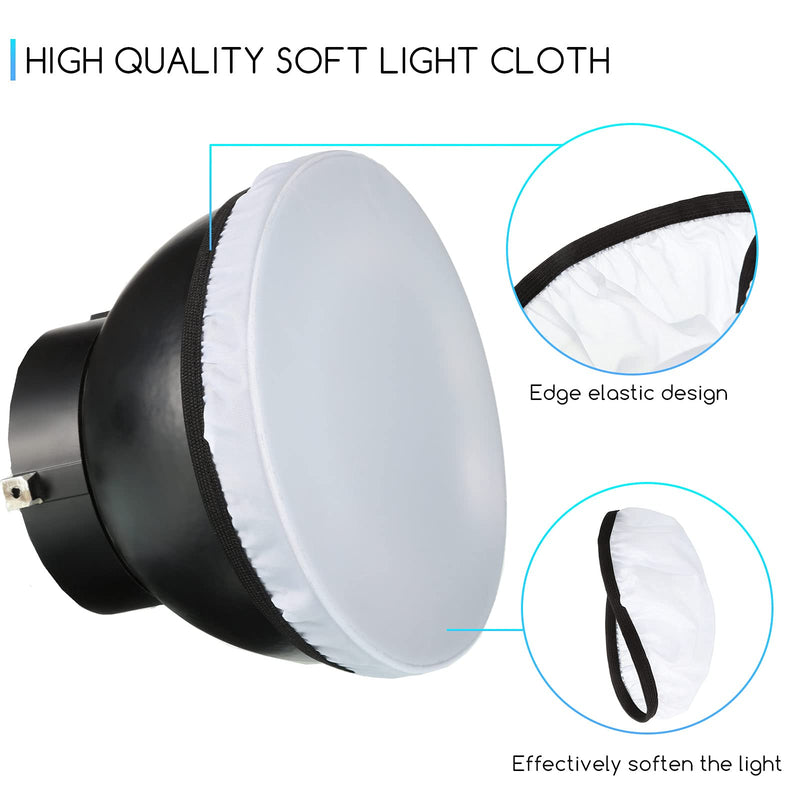 Honoson 4 Pieces Diffuser Lamp Sock Soft Diffuser Lamp Cover 7 Inches/ 18 cm Standard Cloth Diffuser Light Sock Lampshade Reflector Lamp Sock for Strobe Flash Light Speedlite (White)