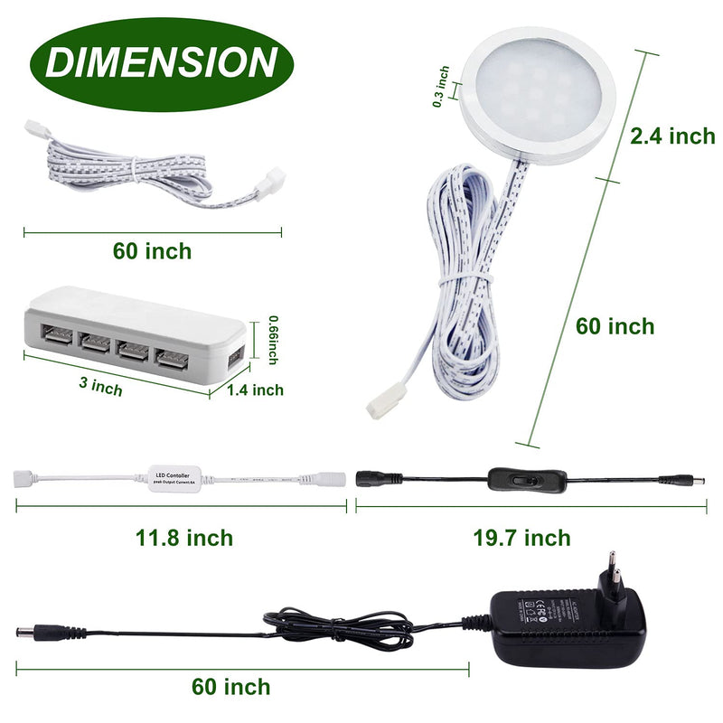 RGB LED Cabinet Lighting Set of 6, AIBOO 12V LED Under-Unit Light Color Changing with Remote Control, Dimmable RGB Display Cabinet Lighting LED for Illuminating Kitchen Cabinets Pack of 6 (Pack of 1)