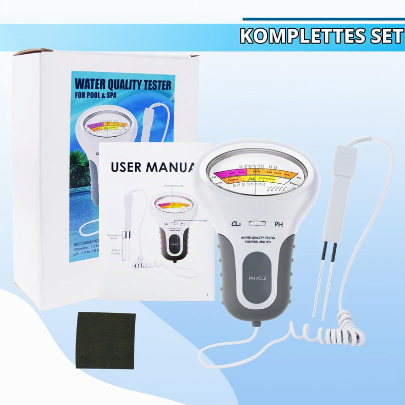 2-in-1 pH & Chlorine Meter Water Tester for Swimming Pools, Spas, Aquariums, Tap Water, Easy to Read Precise Water Test Kit for Home Use